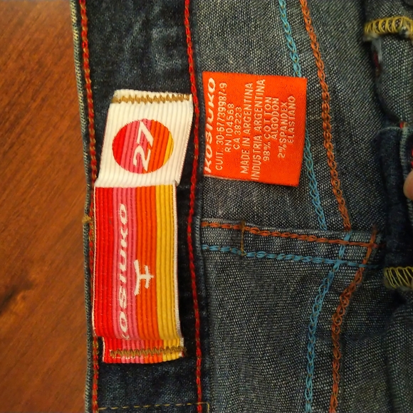 NWT Kosiuko Patchwork Y2K Vintage Size 27 Dark Jeans Low Cut Flare Knee Patches. - Picture 4 of 14
